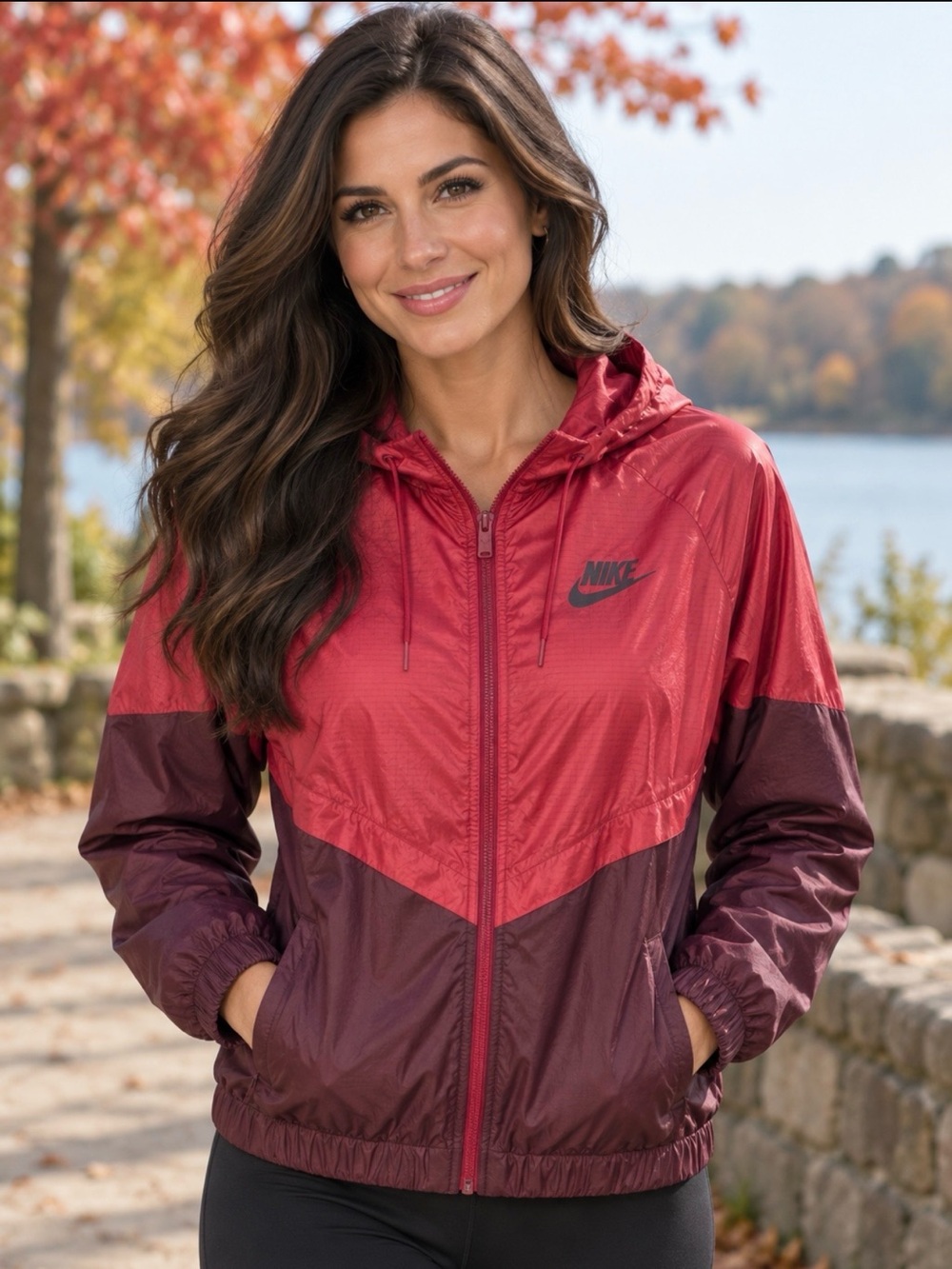 Nike Jacket Windrunner Two-Tone Red & Burgundy Windbreaker Jacket